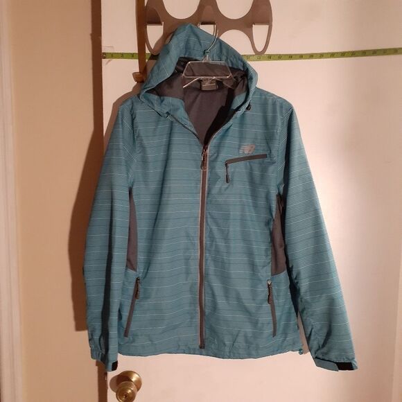 New Balance jacket turquoise blue windbreaker athleisure athletic track m 8 10 - Picture 1 of 10